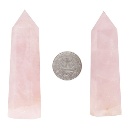 3.1''-3.5'' Rose Quartz Crystal Wand 2 PCS, Rose Quartz Crystal and Healing Stones, Gift Box Packaging