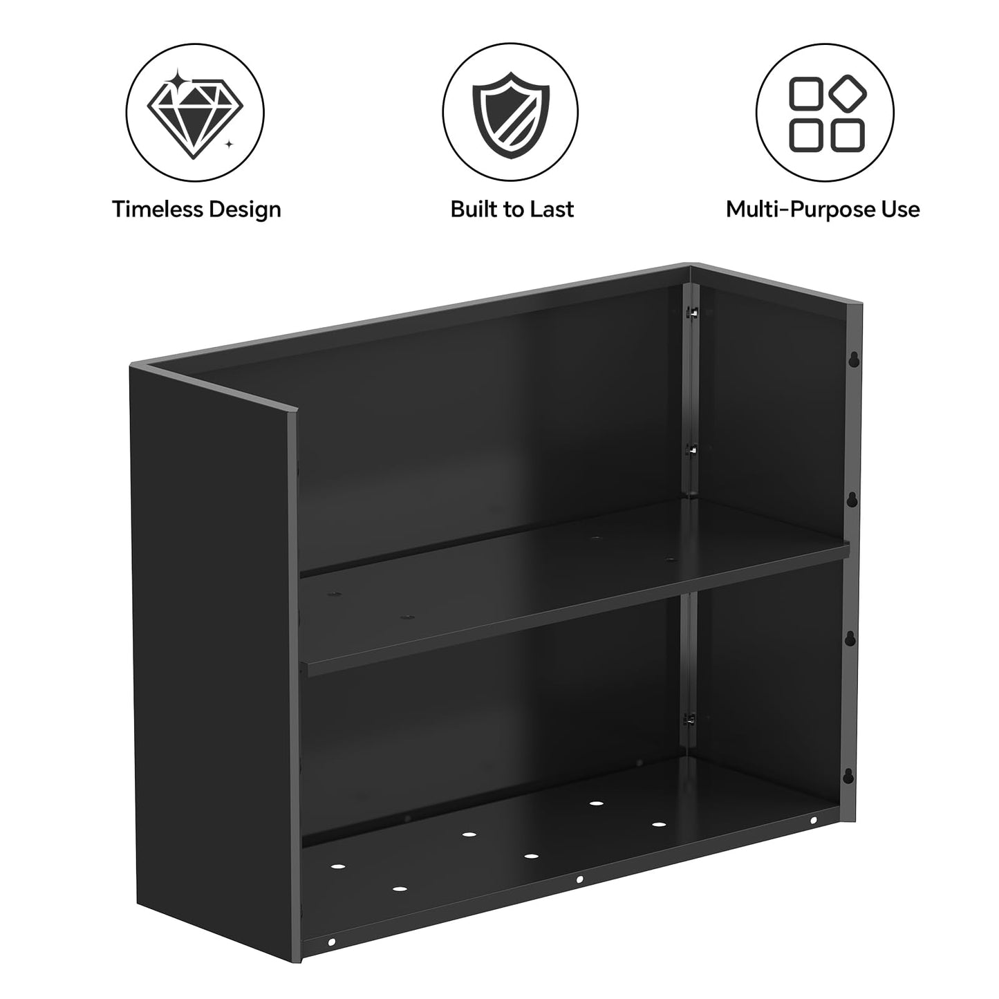 Ganeekiron Galvanized Steel Planter with Removable Insert Shelf & 4 Drainage Holes - 32x12x24 Inches Large Planters for Outdoor/Indoor Patio, Porch Black