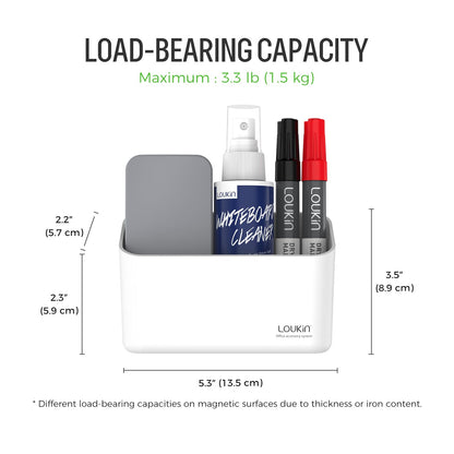 loukin Magnetic Marker Holder, Dry Erase Marker Holder, Remote Control Holder, Magnetic Storage Organizer for Whiteboard or Refrigerators (White)