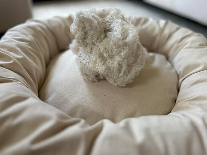 Organic Cotton Canvas Dog Bed: Removable Cover, Natural Fill - Made in USA (Natural, Large 35" x 8" inches)