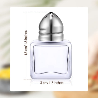 Potchen 50 Set Mini Salt and Pepper Shakers Small Salt and Pepper Shakers Bulk Clear Glass Individual Tiny Spice Seasoning Holders for Home Restaurant Kitchen Table Wedding Party Supplies(Silver)