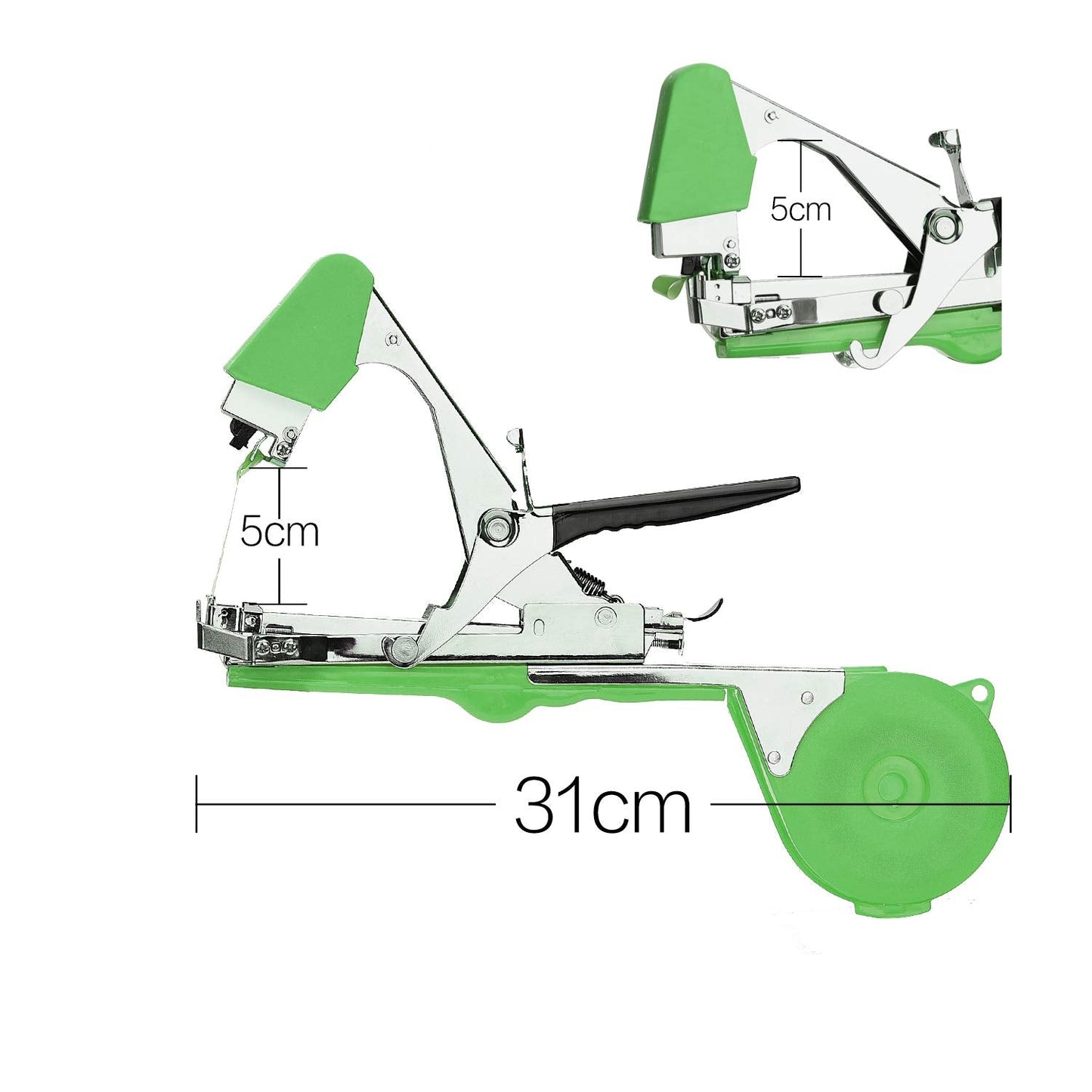 Yolando Plant Tying Machine Tape Tool for Tomatoes Peppers Grapes Cucumbers and Vining Vegetables Quickly and Easily Tie, Great for Gardeners Farmers, with Tapes, Spare Parts, Staples - Green