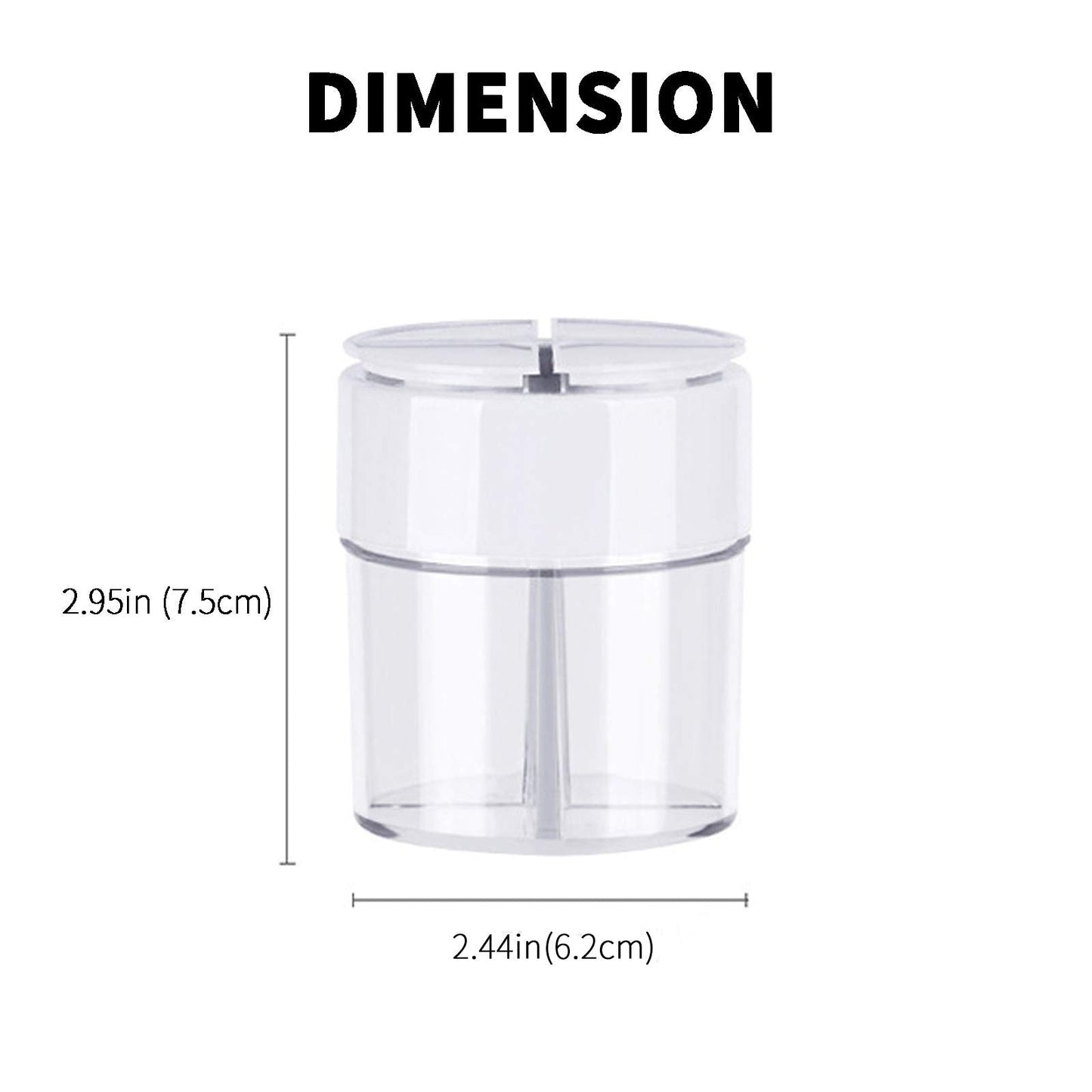 4-Pack 4 in 1 Salt and Pepper Shaker Jars Bottles, 4-Grid Flip Lid Spice Jars - Cylindrical Empty Plastic Seasoning Containers with Transparent Body for Travel Camping BBQ Kitchen Cooking (White)