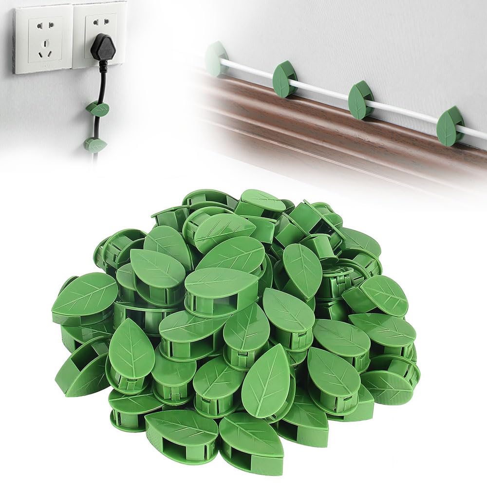 100 PCS Plant Climbing Wall Fixture Clips, Plastic Plant Clips Climbing Plant Wall Clips for Vines, Plant Support Clips Plant Vine Wall Clips Plant Fixture Clips Vine Holder for Indoor Plants (Green)