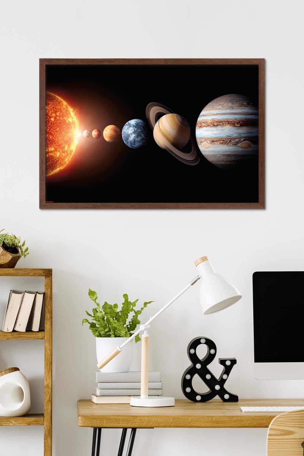 Science - Solar System Planets 26 Wall Poster, 34L" x 22.4W", Mahogany Framed Version