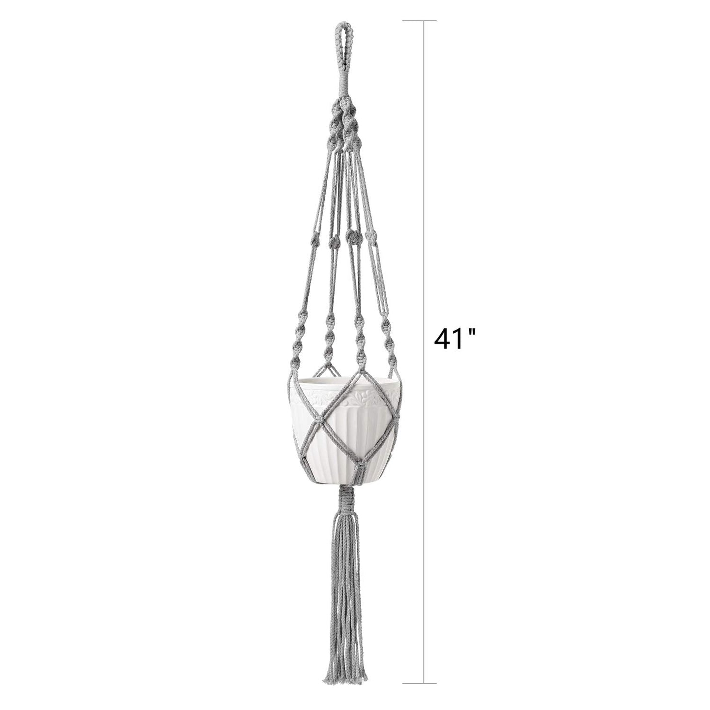Mkono 35 inch and 41inch Macrame Plant Hanger Indoor Hanging Planter Basket with Wood Beads Decorative Flower Pot Holder for Indoor Outdoor Boho Home Decor (POTS NOT Included)