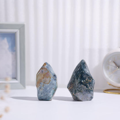 rockcloud Natural Ocean Jasper Crystal Flame Shaped Tower Stone, Irregular Healing Crystal Tower Obelisk for Home Decoration, 0.22-0.44 lb