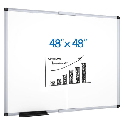 VIZ-PRO Magnetic Foldable Whiteboard, 48 x 48 Inches, Dry Erase Wall Mounted Board for School Office and Home