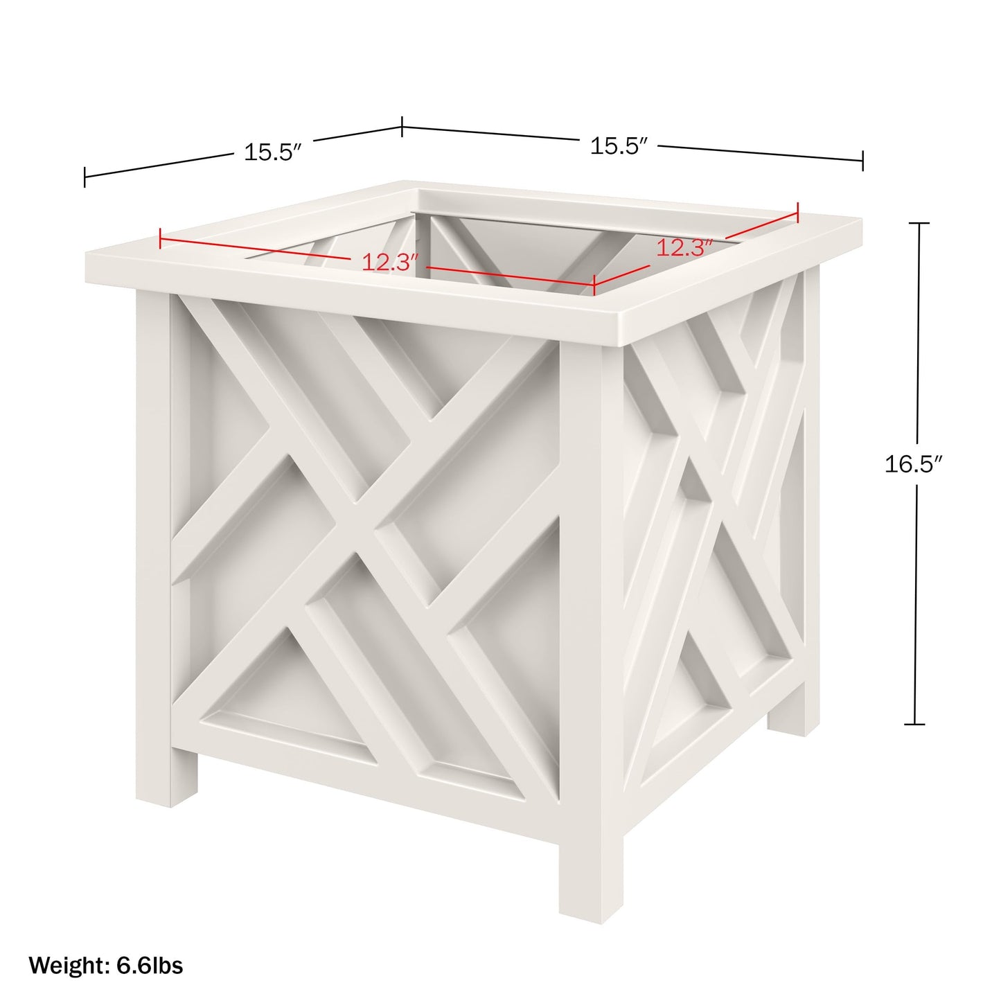 CNEIESD Lattice Planter Box Outdoor, 15.6 Inch Large White Decorative Flower Pot for Garden Patio Balcony