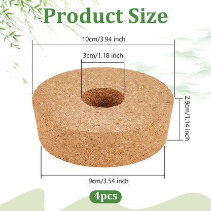 OLYCRAFT 4 Pack Cork Lids for Glass Planters 3.5~3.9 Inch Hydroponic Lids 1.2 Inch Thick Terrarium Cork Covers with 1.2 Inch Hole Natural Cork Stoppers for Hydroponic Plant Propagation Growing Vases
