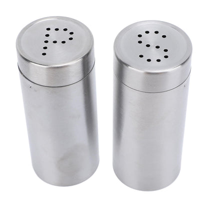 2 Pack Salt and Pepper Shakers Set, Stainless Steel Salt Pepper Shaker Seasoning Bottles with Perforated "S" and "P" Caps, Dining Table Silver Shakers for Home Cooking Restaurants Bar BBQ
