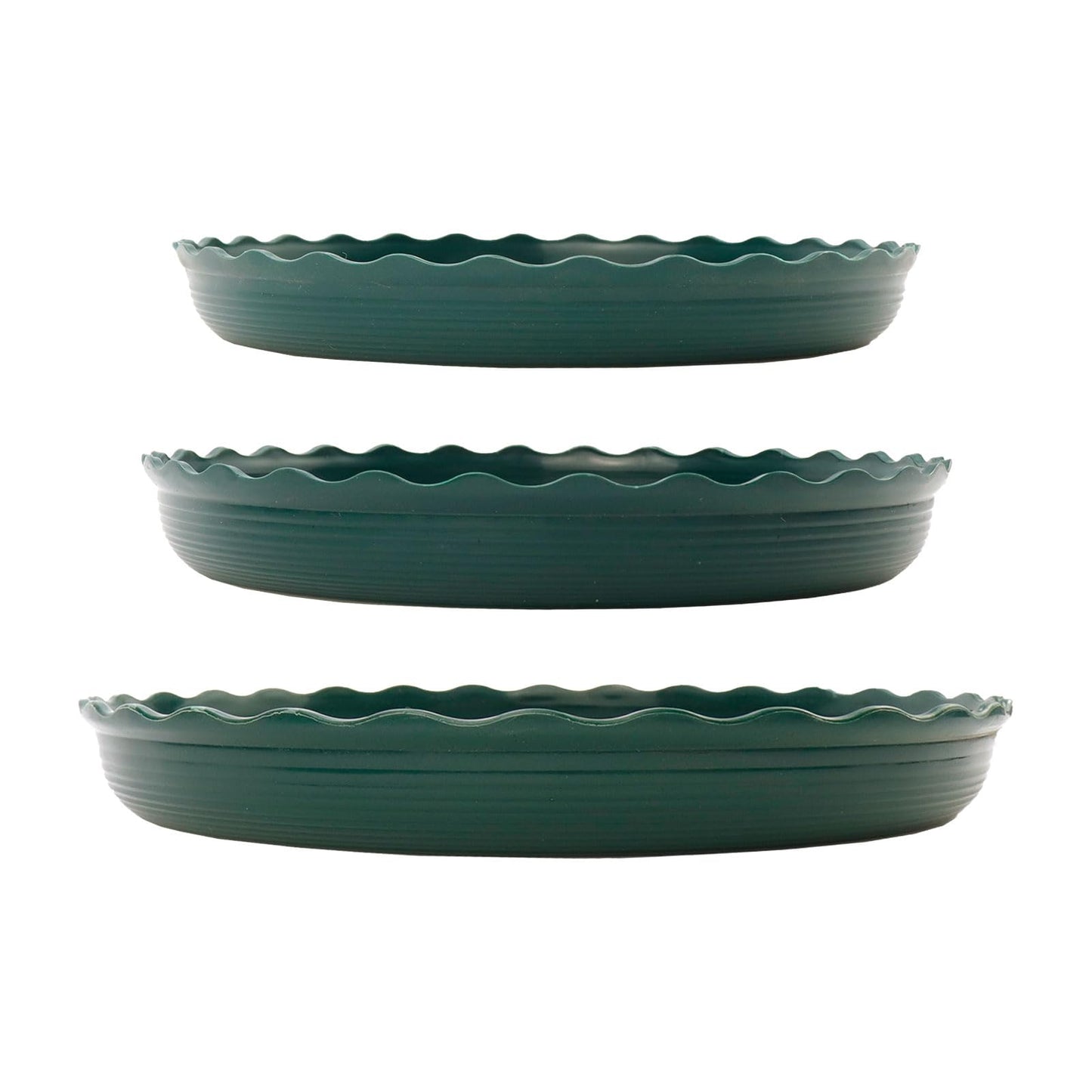Dnyta 12pcs Dark Green Plant Saucer Plastic Planter Water Tray Flower Saucers Plates for Indoor Outdoor Plants (6" /8" / 10")
