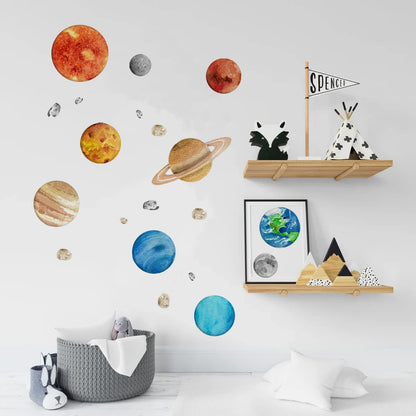 Solar System Wall Stickers for Kids, Universe Space Wall Sticker, Large Size Planet Wall Decal, Space Wall Decor for Bedroom Classroom Playroom Nursery Birthday Gift Idea(M)