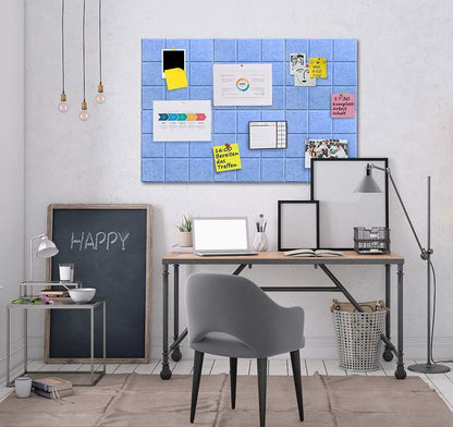 Uoisaiko Large Cork Board Felt Board Tiles for Walls with 30 Push Pins, 11.8"x11.8" Pack of 6 Pin Board Notice Boards for Home Office Kitchen, Bulletin Board Wall Tiles for Photos Memos