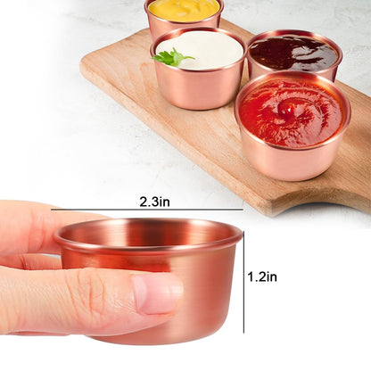Amytalk Ramekin Sauce Dipping Bowl Mini Sauce Cups Pudding Condiment Cups for Home Party Restaurant (Rose Gold 12PCS 60ml)