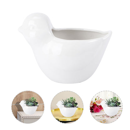 Luxshiny Ceramic Bird Flower Pot Creative Animal Modeling Succulent Planter Decorative Pot for Home Office Garden Use Unique Gift for Plant Lovers