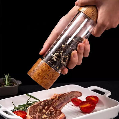 （Pack of 2）Salt and Pepper Grinder Set,Wooden Salt and Pepper Shakers,Adjustable Pepper Grinder and Salt Grinder for Coarse and Fine Grinding,Pepper Mill Grinder-8 Inches (8 Inches)