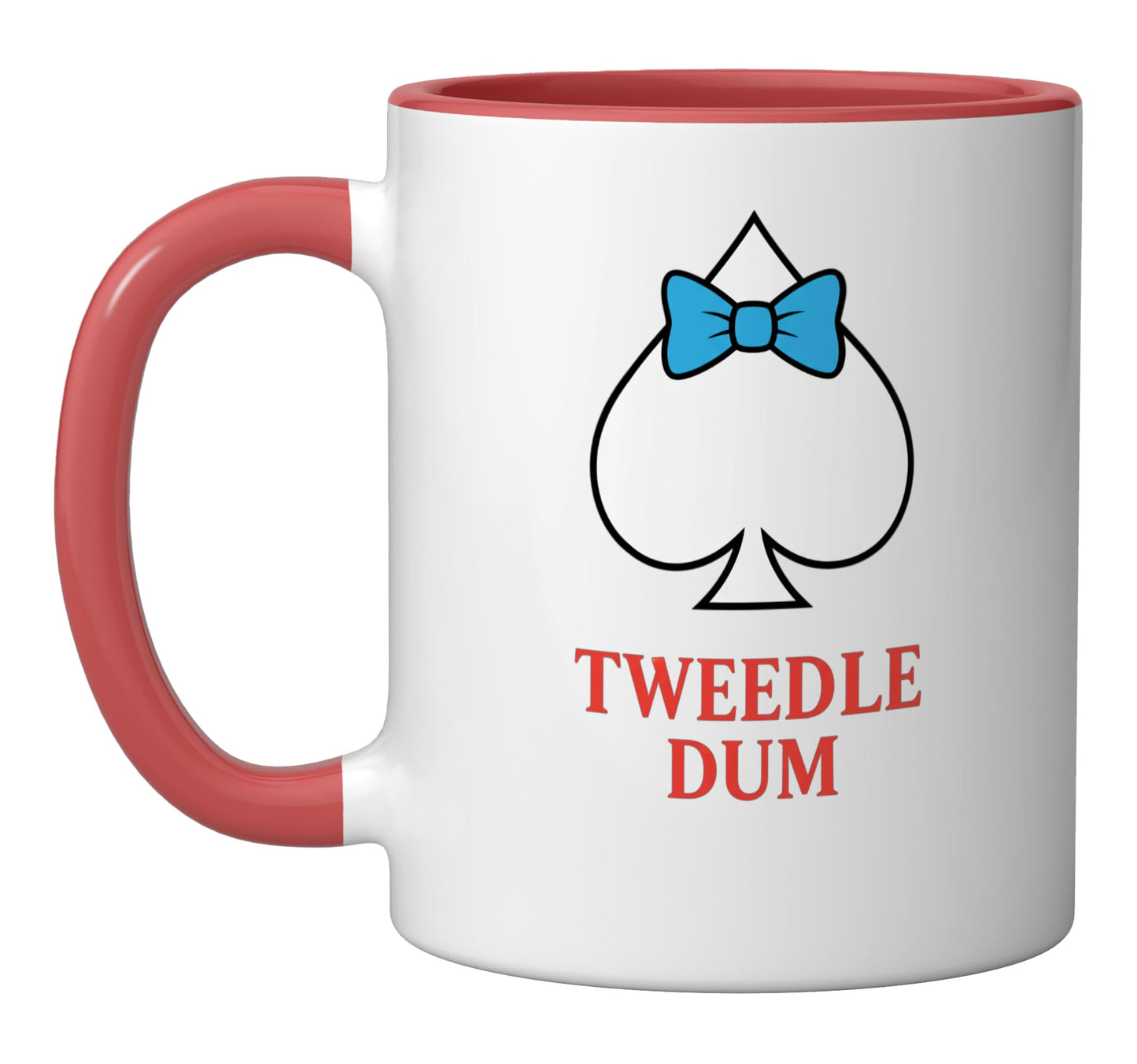 Halloween Tweedle Dum Spade Bow Costume Idea Ceramic Mug, Red/White