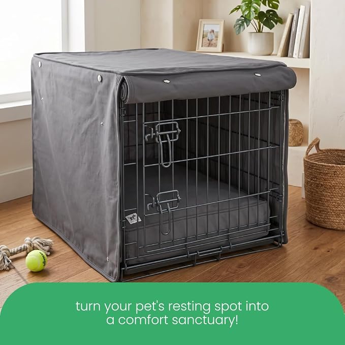 Molly Mutt I'm a Realist Dog Crate Cover, 100% Cotton Canvas Cover with 2 Roll-Up Panels, Ideal for Dog or Cat Crate, Durable, Washable, and Free of Harmful Chemicals, 36" x 24" x 27"