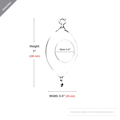 WGVI WGV Hanging Terrarium, Width 3.5", Height 7", Oblong, Double Hook, DIY Air Succulent Planter, Clear Glass Vase Orb, Candle Holder for Windowsill Outdoor Garden Decor, 1 Piece
