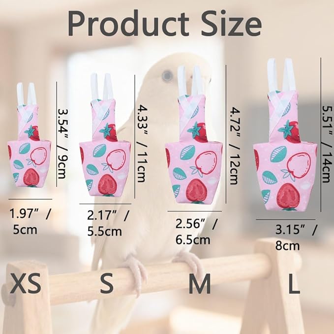 4pcs Bird Diaper Parrot Flight Suit with Waterproof Inner Layer Pigeon Pants Parrot Nappy Reusable Cockatiel Clothes Adjustable for Parakeet Mini Macaw Budgie Canary - color1 L