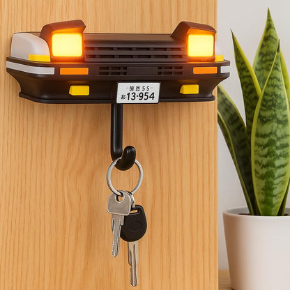 Retro Car Key Holder Wall Mount – Creative Automotive Key Rack with Hooks, Vintage Car Front Design, Home Entryway Organizer for Keys and Small Items