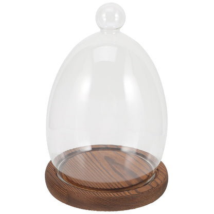 Abaodam Glass Display Dome Cloche with Wooden Base Glass Cloche Dome Display Showcase for Plants Dessert Cake Collectibles Figurine Flower Storage Christmas Party Favor Decoration