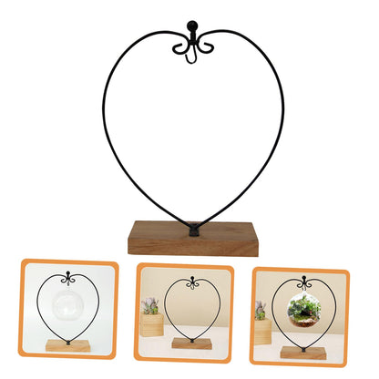 COHEALI Hanging Glass Globe Display Stand with Wooden Base Iron Ornament Holder for Air Plant Terrarium Wedding Party and Home Decoration for Christmas and Birthday Hanging Ornaments