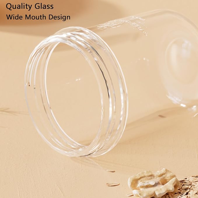 2Pack Overnight Oats Containers with Lids and Handle,14 oz Airtight Oatmeal Container,Mason Jars with Lid for Cereal,Milk,Fruit,Yogurt,On The Go Container,Salad Jars,Glass Jars (White)