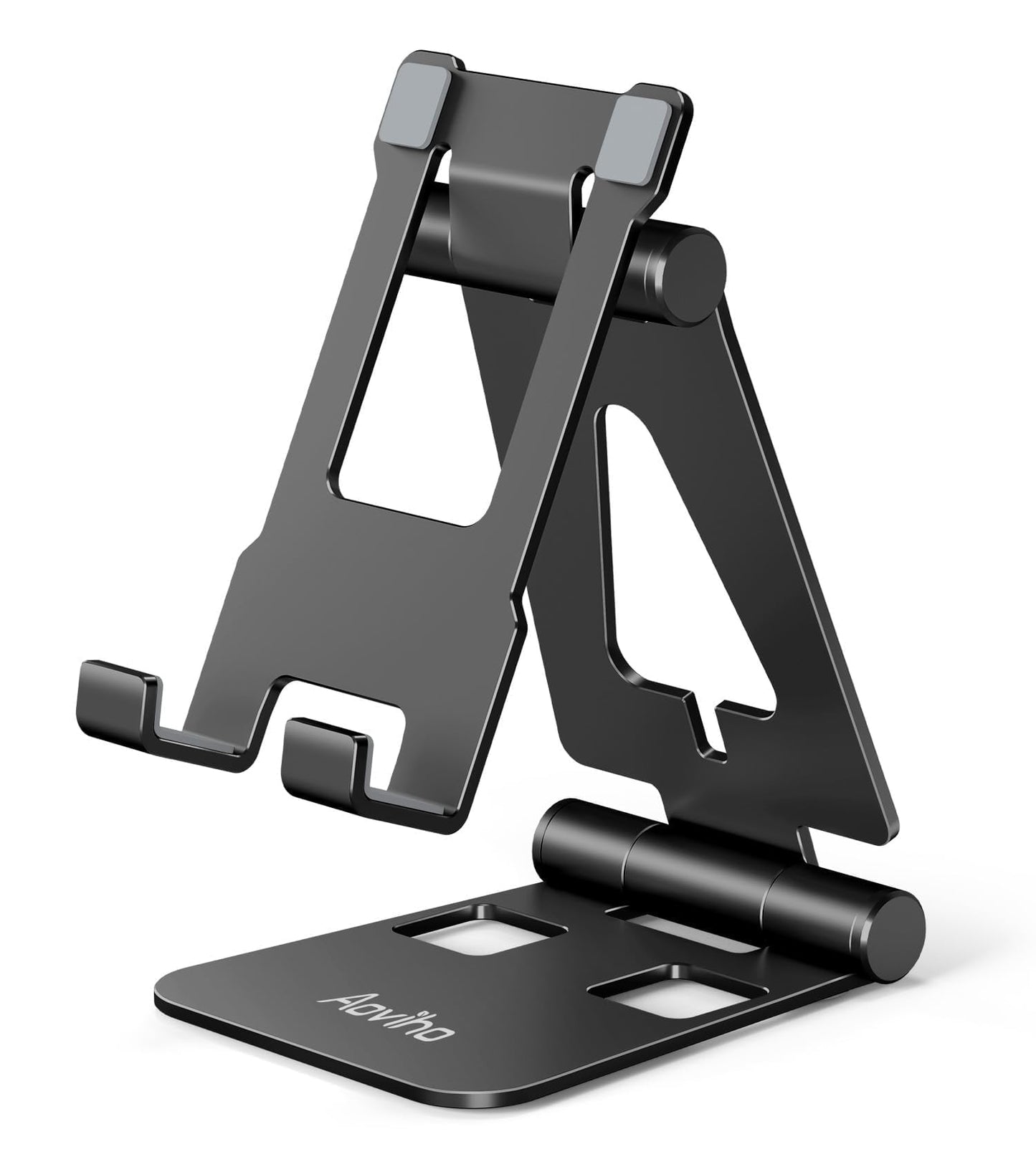 Aoviho Cell Phone Stand for Desk, Adjustable Desktop Phone Holder Stand, Foldable Moblie Phone Dock for iPhone 15 14 13 12 11 Pro Xs Max Xr X 8 7 6 5 5s SE Nintendo Switch All Phones, Black