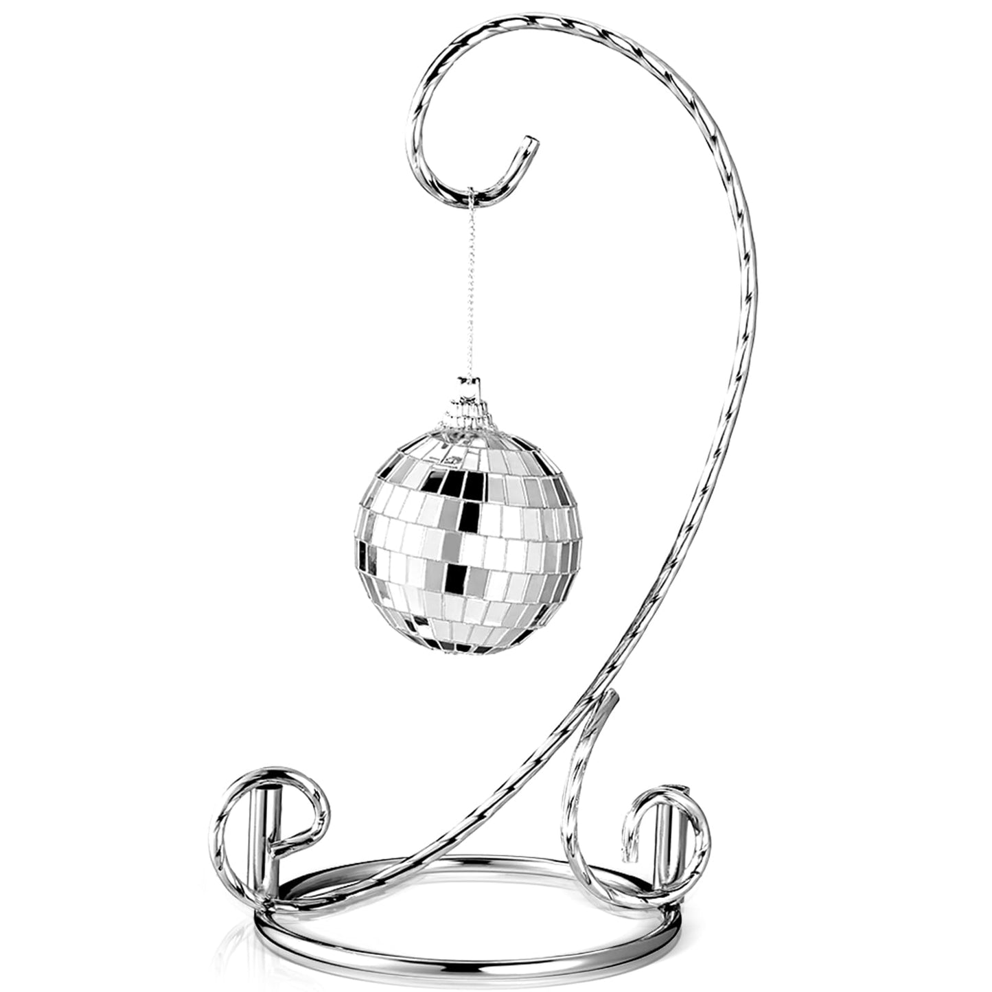 MorningRo 1 Pcs Ornament Display Stand 7.5" Height Ornament Stand Holder Ornaments Hanger Terrarium Bracket Air Plant Holder Hanging Hook for Christmas Home Party Wedding Decoration(Silver)