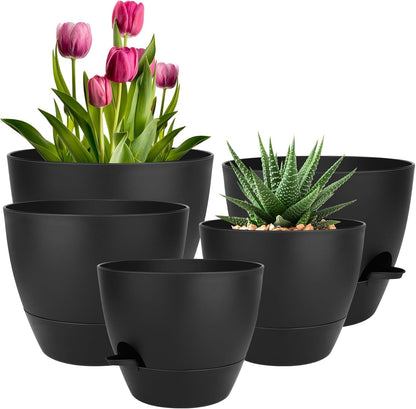 QRRICA 10/9/8/7.5/7 Inch Self Watering Pots and 12/10/9 Inch Water Level Indicator Plant Pots