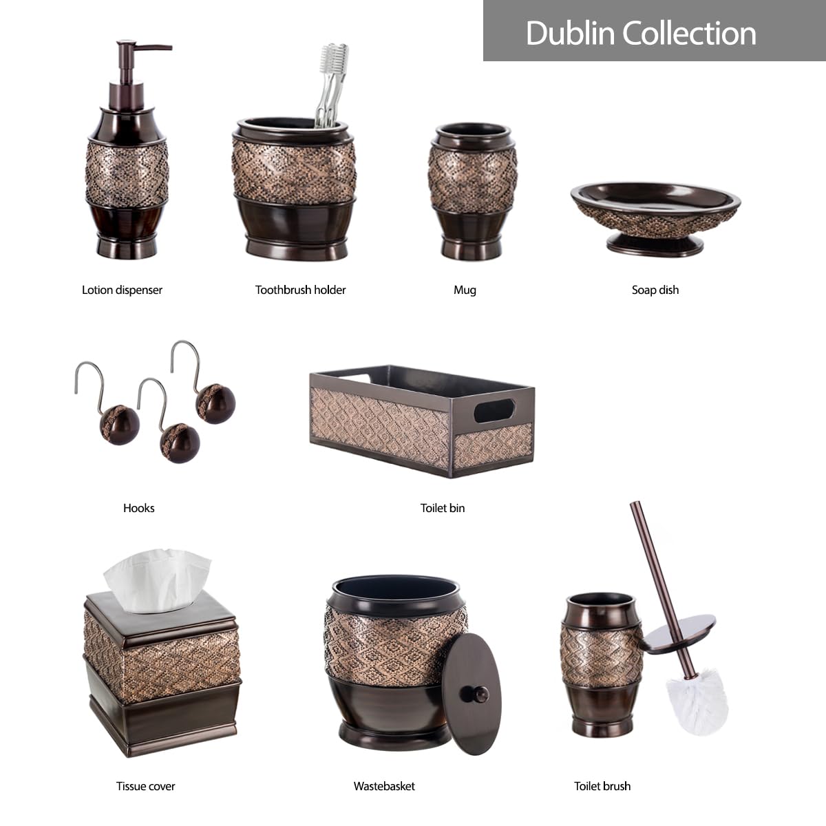 Creative Scents Dublin Brown Tissue Box Cover Square - Decorative Tissue Holder Vessel for Elegant Bathroom, Bedroom, Office Accessories Decor