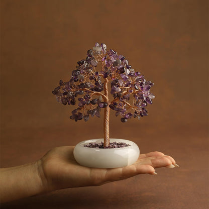 MAGIC AND MIRACLES Amethyst Crystal Tree of Life Chakra Healing, Bonsai Tree, Gemstone Tree, Home and Office Desk Decor for Positive Energy, Birthday Wedding Gifts