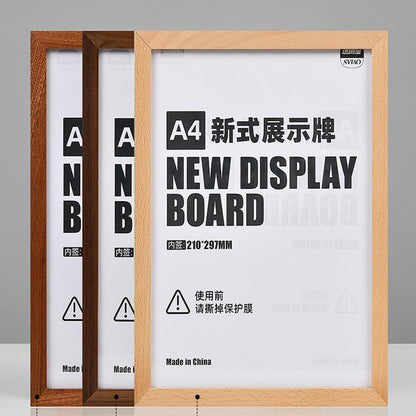 ECKEK Wall Mount Acrylic Sign Holder Self Adhesive Magnetic Display Frame Clear Document Frame for Office, Store, School, Home, Wall Picture Frame (Walnut A4 210×297mm/8.27×11.69inches)