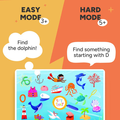 Flashcards Spy that! by Kidrox Squad – Spy that Letter Game for Kids Ages 3+, 20 Double-Sided Picture Search Boards with 400+ Objects, Alphabet Learning Game for Toddlers and Families