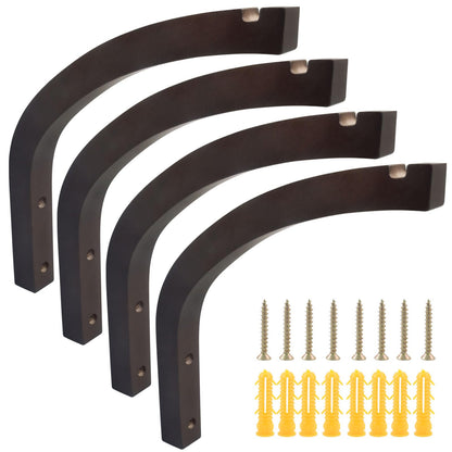 Moicstiy 4 Pcs Wooden Hanging Plant Hanger, 9 Inch Hanging Plant Hooks for Indoor and Outdoor, Wall Mounted Rustic Hook Brackets for Planters, Bird Feeders, Lanterns, Wind Chimes (Walnut)