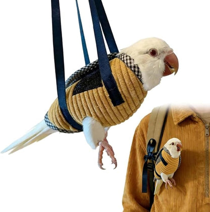 Bird Sling Carrier Bag, Parrot Restrained Vest Escape Resistant Birds Carrier Harness for Budgie, Cockatiel, Green-cheeked Conure, Soft Bird Diaper Flight Suit, for Daily Outdoor & Nail Trimming (L)