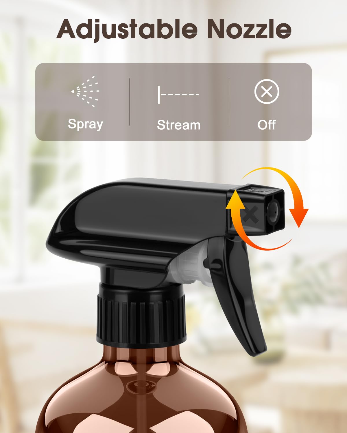 Bontip Glass Spray Bottle with Silicone Sleeve Protection, Amber Glass Spray Bottle Set for Window Cleaner Aromatherapy Facial Hydration Watering Flowers Hair Care 2 Pack/16 oz (Black)