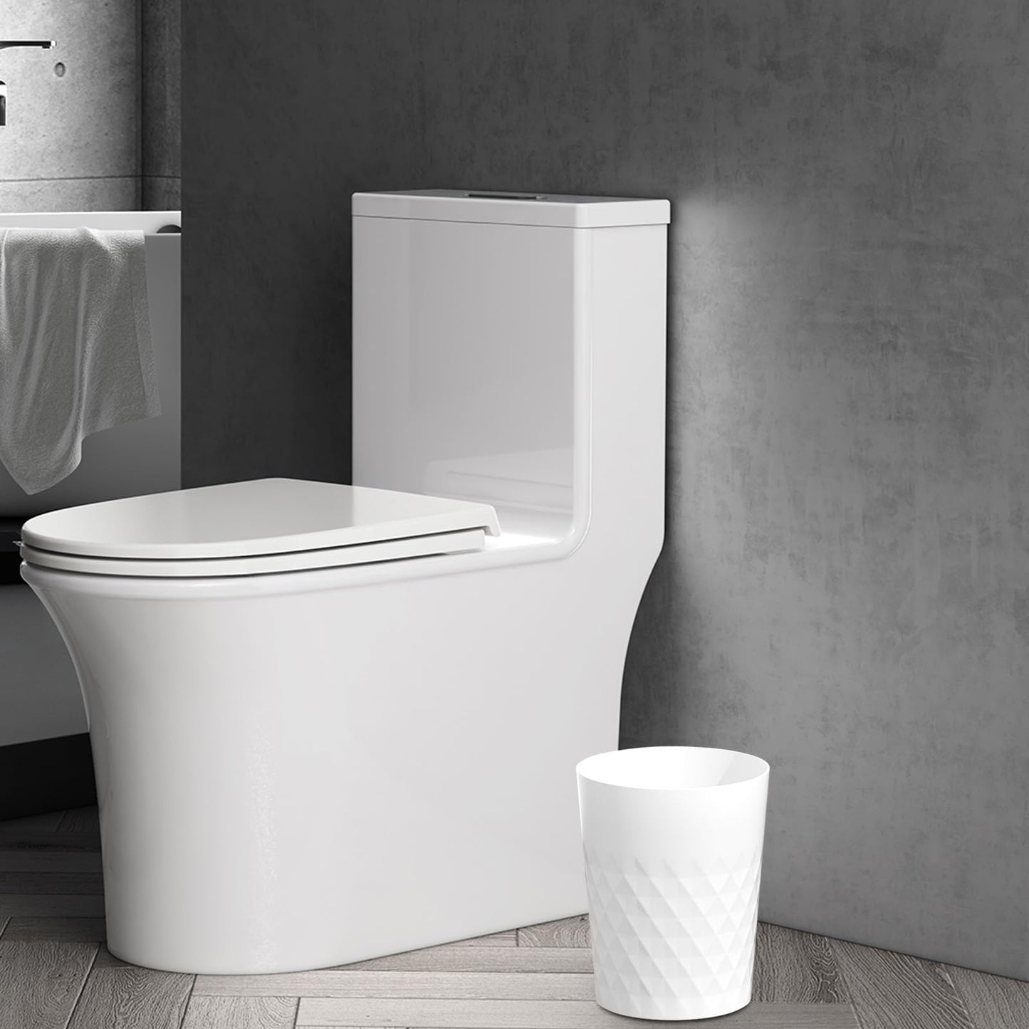 JiatuA 3 Pack Small Trash Can with Trash Bags Bathroom Garbage Bin Round Plastic Waste Basket for Kitchen, Bedroom, Office, College Dorm, Craft Room, White