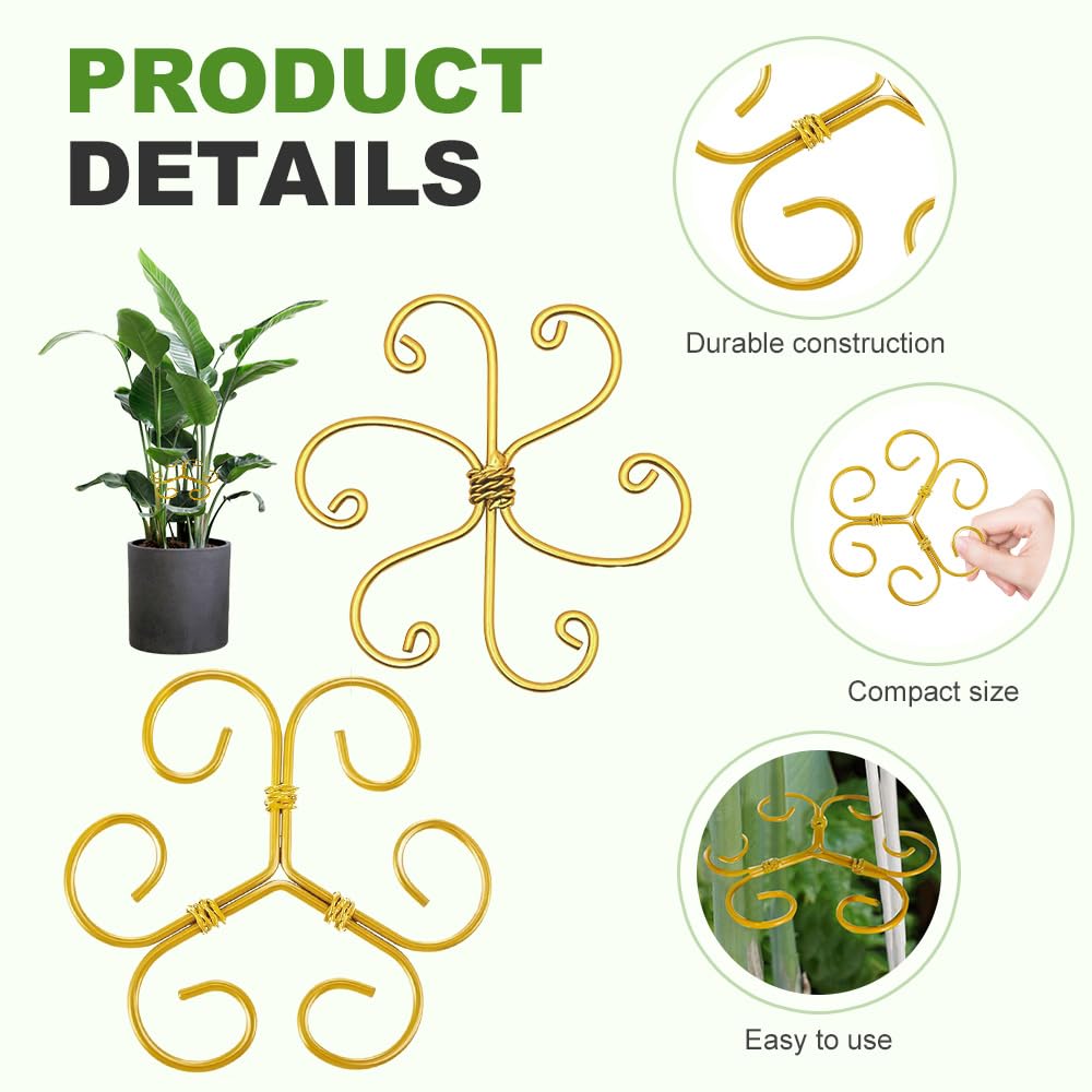 Plant Stem Support Set, 2025 New Reusable Plastic Climbing Plant Support Plant Trellis 3/6 Pcs, Upgrade Climbing Houseplant Support Stakes for Indoor Plants Stem Holder (3, Green Round)