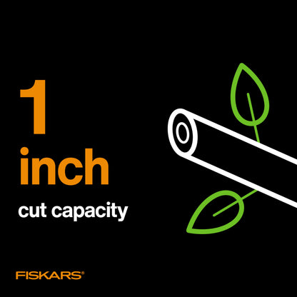 Fiskars Bypass Pruning Shears, 1" Cut Capacity Gardening Scissors, Forged Steel Replaceable Blade, SoftGrip Handle Garden Clippers, Rust Resistant Low Friction Coating for Branches & Stems