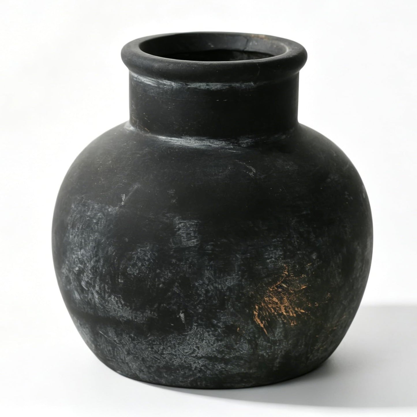 Sawoake Farmhouse Table Vase, 5.7 Inch Bronze Ceramic Pot, Rustic Boho Terracotta Decor for Shelf, Mantel, Bookshelf, Living Room, Handmade Aged Look Centerpiece