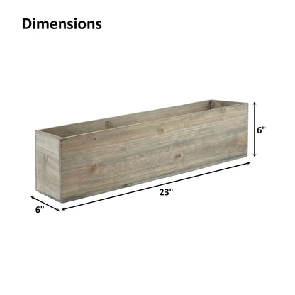 CYS EXCEL Rectangle Wood Planter Box with Removable Plastic Liner (H:6" Open:23"x6") | Multiple Size Choices Wood Rectangular Planter | Indoor Decorative Window Box