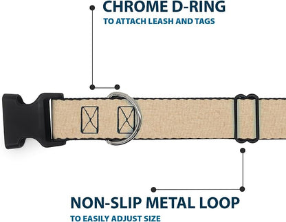 Buckle-Down Dog Collar Plastic Clip Natural Hemp 16 to 23 Inches 1.5 Inch Wide