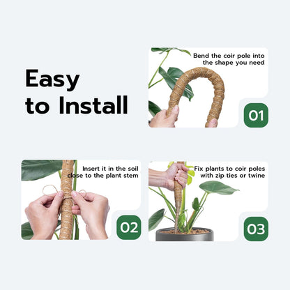 Mcbazel 47 Inch Moss Pole for Plants Monstera, Monstera Plant Support Stick, Bendable Moss Poles Plant Support Stick for Climbing Plants, Stick Support Stake Kit for Potted Plants, Pothos,Philodendron