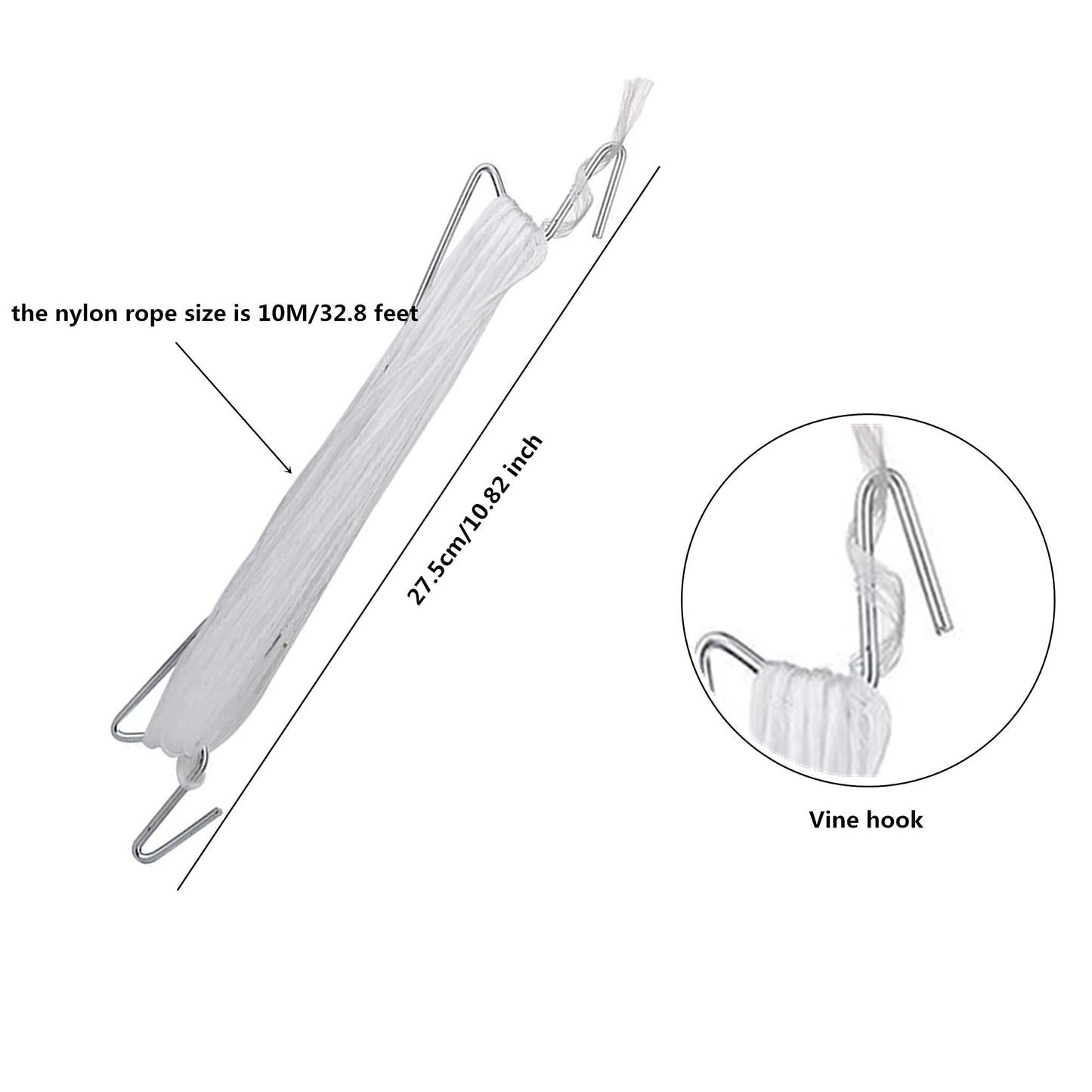 60pcs Tomato Hooks with String, Tomatoes Holder Hooks with 32.8ft Twine & Plant Support Clips, Vegetable Support J-Hook Clips Climbing Vine Crop Trellis Hooks for Vegetable Plant Fruit Flower (White)