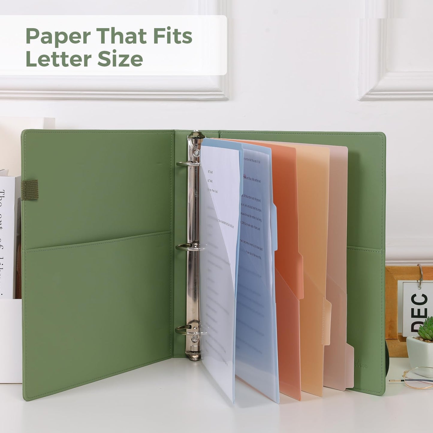 SKYDUE 3 Ring Binder with Clipboard, 2 Inch Binder, PU Clipboard Binder with Notepad & 5 Dividers with 5 Pockets, Labels, Clipboard Folder Great for School Office(Fit Letter Sized Paper)