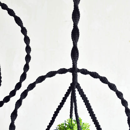 Macravine 2-Pack Indoor Plant Holder, Macrame Hanging Planter for Home Decoration, Boho Plant Hanger by Window, 2 Sizes: 11.8" X23.6“, 11.8“ X31.5” Black(No Pot and Plant Included)