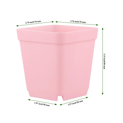 MAHIONG 150PCS 2.8 Inch Square Nursery Plant Pots, Plastic Plant Seedling Pots with Drainage Holes, Pink Plant Seedling Pots for Starting Seedlings or Garden Plant